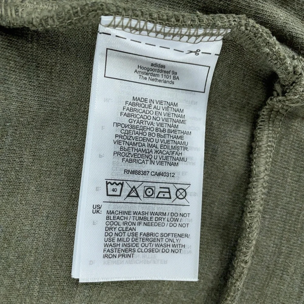 Adidas Hoodie Mens Small Olive Green Full Zip Sweatshirt Drawstring Logo‎ DU1537